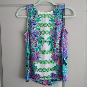 XS Lilly Pulitzer Iona Silk Shell with Button Down Back